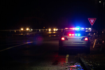 police car during traffic stop